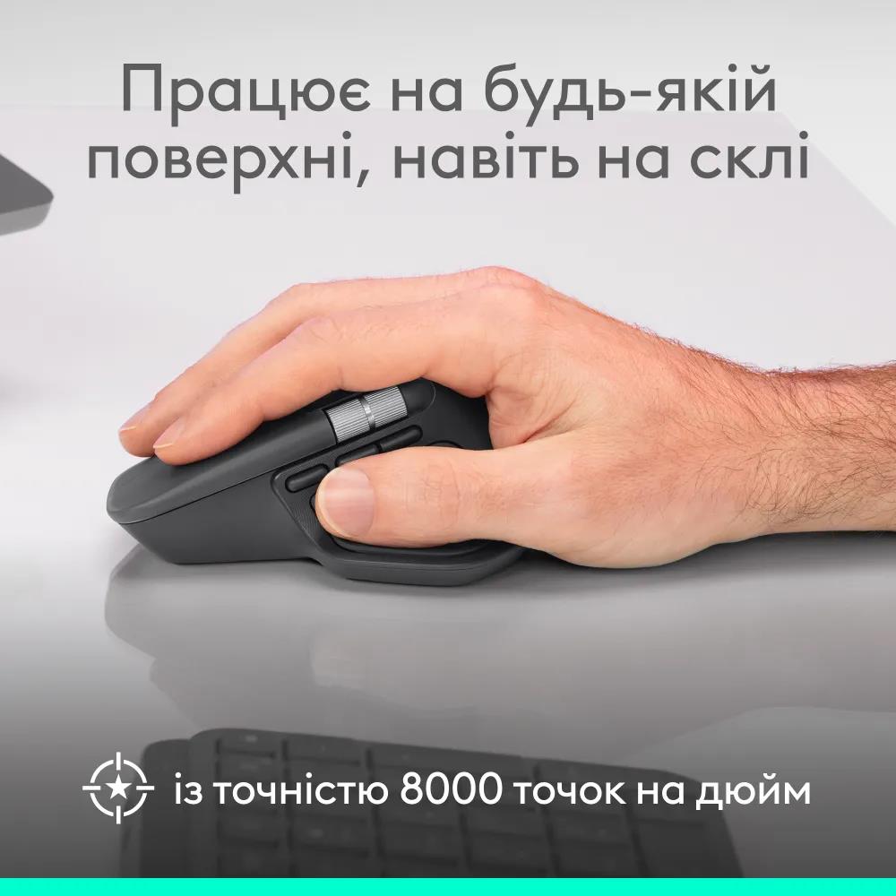 Маніпулятор миша бездротова LOGITECH MX Master 4 Performance Wireless Mouse for Business - GRAPHITE - 2.4GHZ/BT - N/A - EMEA28i-935 на малюнкі №6