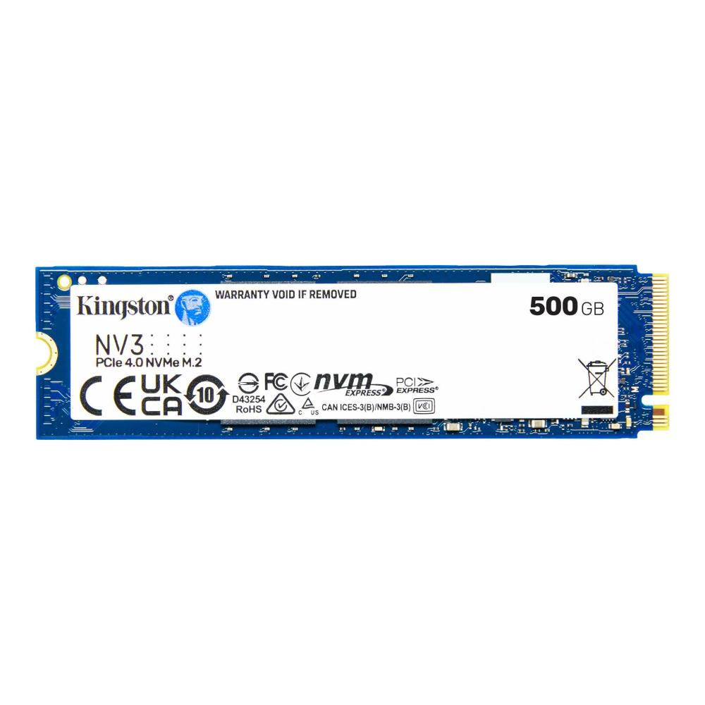 SSD KINGSTON NV3 500GB M.2 PCIE NVMe 3D NAND Write speed 3000 MBytes/sec Read speed 5000 MBytes/sec TBW 160 TB MTBF 200000 hours SNV3S/500G