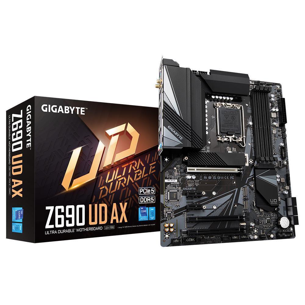 Mainboard|GIGABYTE|Intel Z690 Express|LGA1700|ATX|Memory DDR5|Memory slots 4|2xPCI-Express 1x|3xPCI-Express 16x|1xM.2|1xHDMI|1xDisplayPort|1xAudio-In|1xAudio-Out|1xMicrophone|4xUSB 2.0|5xUSB 3.2|1xUSB-C|1xPS/2|1xRJ45|Z690UDAX1.2