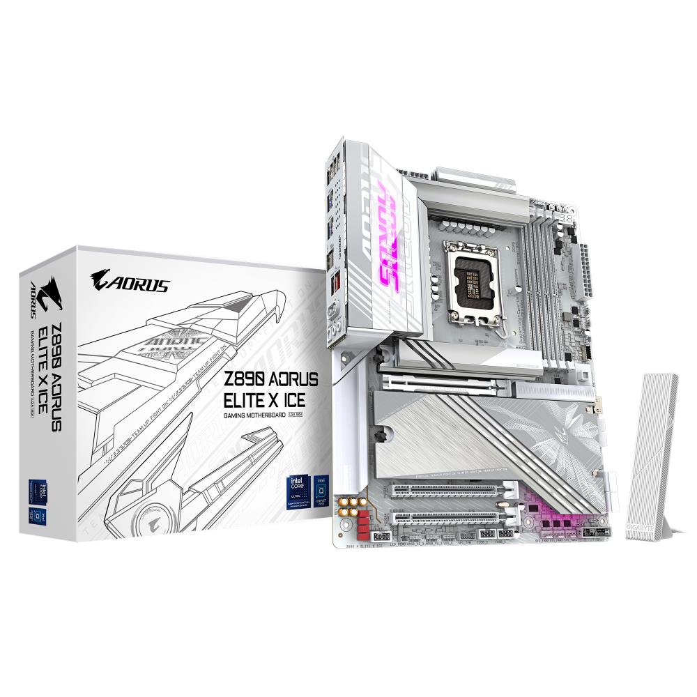 Mainboard GIGABYTE Intel Z890 LGA1851 ATX Memory DDR5 Memory slots 4 1xPCI-Express 4.0 1x 1xPCI-Express 4.0 4x	 1xPCI-Express 5.0 16x 5xM.2 4xUSB 2.0 6xUSB 3.2 1xUSB-C w/Thunderbolt 1xOptical S/PDIF 1xRJ45 2xAudio port Z890AELITEXICE