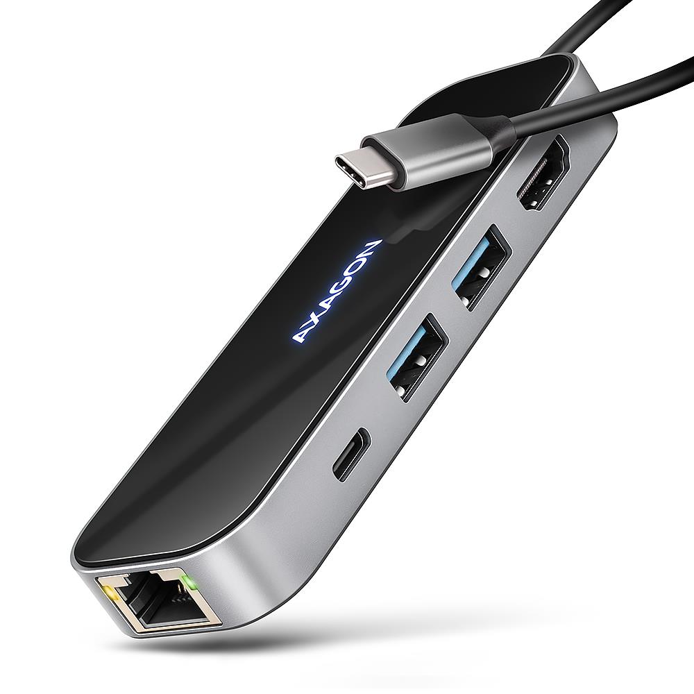 I/O HUB USB-C 6 IN1/GLASS 0.2 M HMC-6 GLN AXAGON
