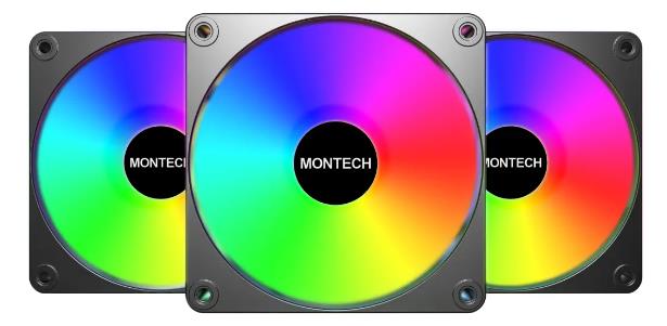 Набір із трьох вентиляторів для корпусу 120MM GF120R V2 ARGB PWM 3I1 (B) MONTECH на малюнкі №4