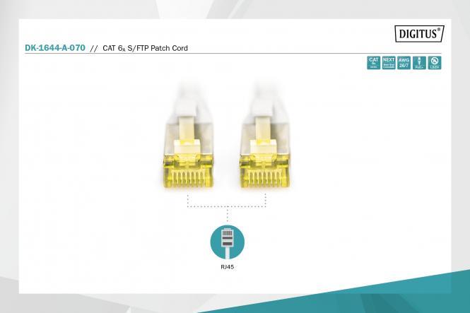 Патч-корд CAT 6A S-FTP , мідь, LSZH AWG 26/7,  7 m, сірий DK-1644-A-070  Digitus by  Assmann на малюнкі №6