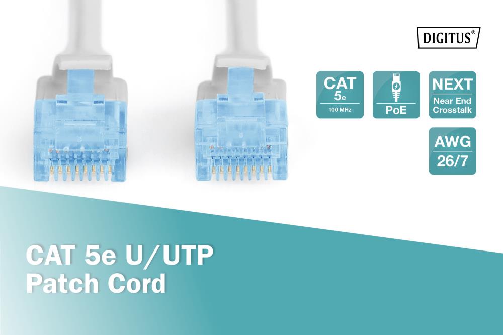 Патч-корд CAT 5e U-UTP, Cu, PVC AWG 26/7, длина1 м, цвет серый DK-1511-010 DIGITUS by ASSMANN на картинке №4