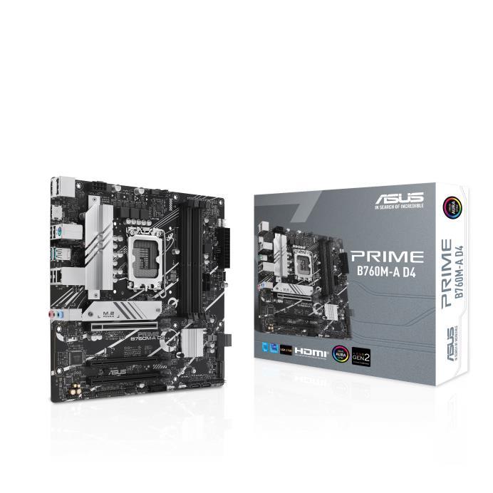 Mainboard|ASUS|Intel B760 Express|LGA1700|Micro-ATX|Memory DDR4|Memory slots 4|3xPCI-Express 4.0 16x|2xM.2|2xHDMI|1xDisplayPort|4xUSB 2.0|2xUSB 3.2|1xPS/2|1xRJ45|3xAudio port|PRIMEB760M-AD4