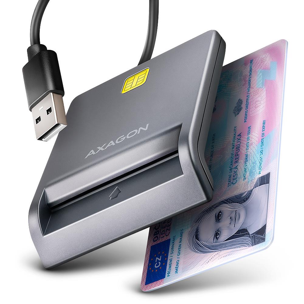 CARD READER FLAT SMARTCARD/ID/USB2.0 1.3 M CRE-SM3 T AXAGON