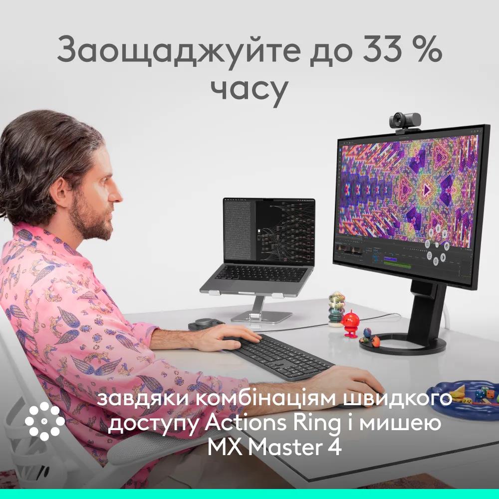 Маніпулятор миша бездротова LOGITECH MX Master 4 Performance Wireless Mouse for Business - GRAPHITE - 2.4GHZ/BT - N/A - EMEA28i-935 на малюнкі №4
