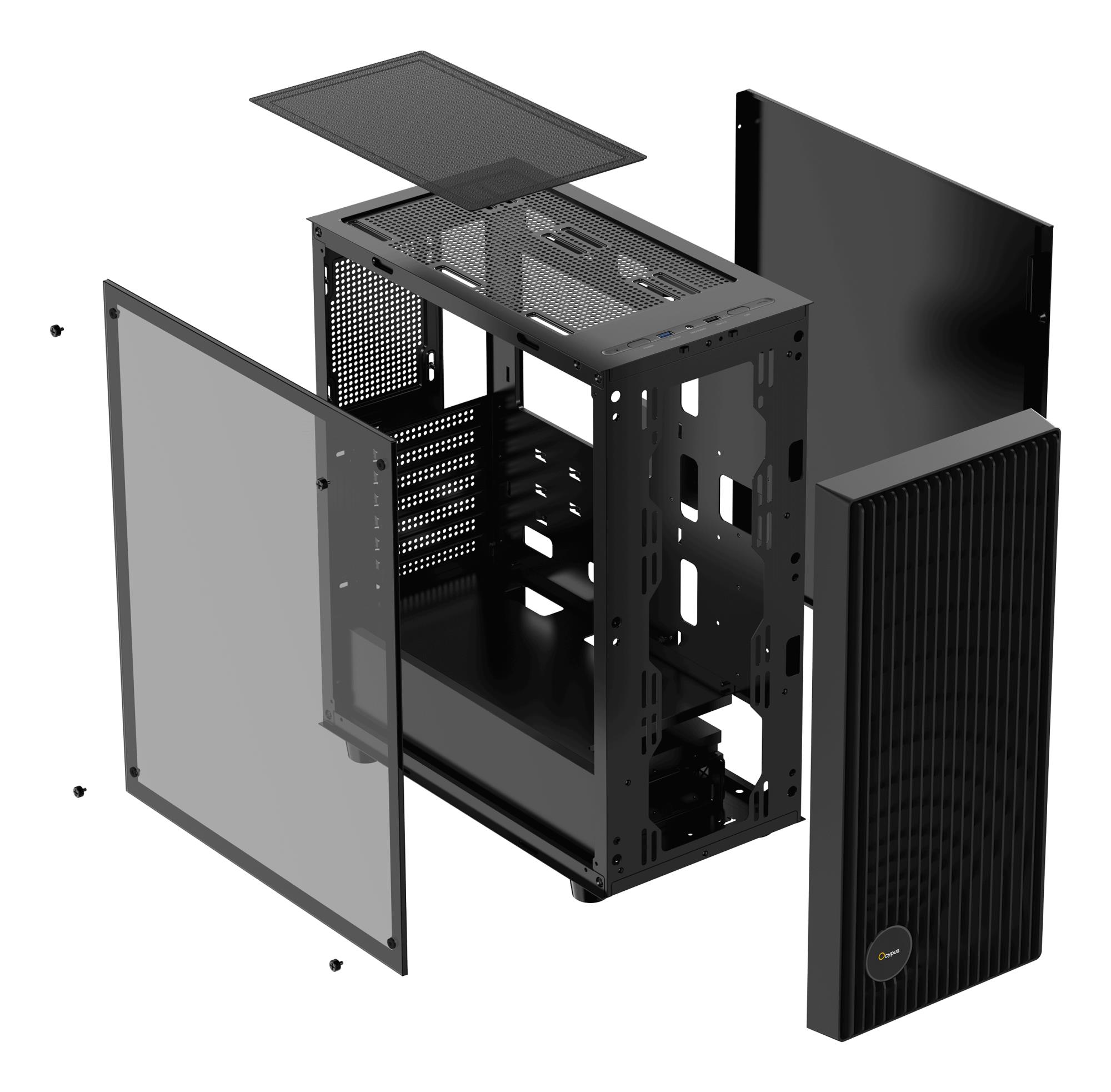 Корпус для компютера ATX W/O PSU GAMMA C70 BK ARGB (GAMMA-C70-BKG400XX-GL) OCYPUS на малюнкі №9