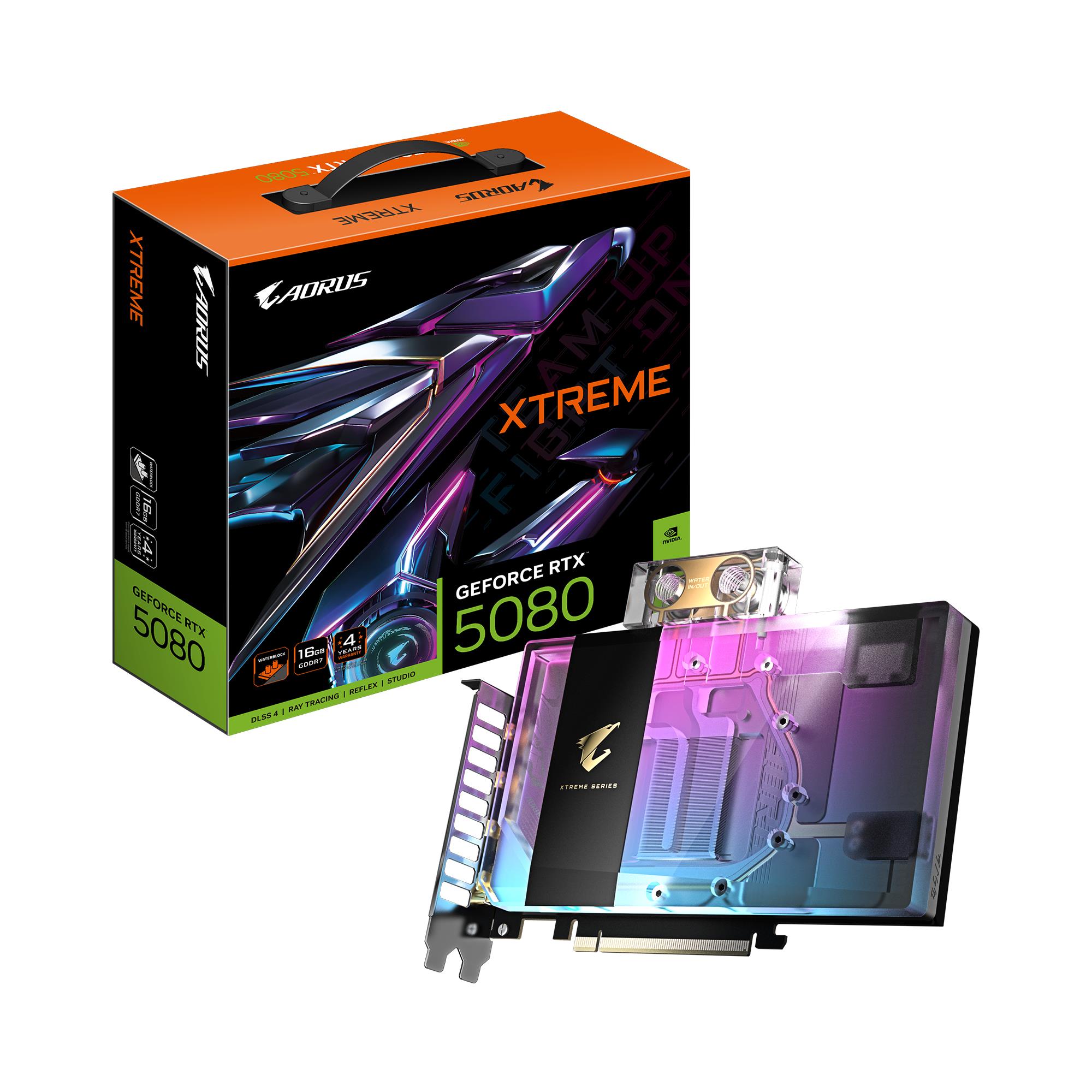 VGA PCIE16 RTX5080 16 GB GDDR7/N5080AORUSX WB-16GD Gigabyte