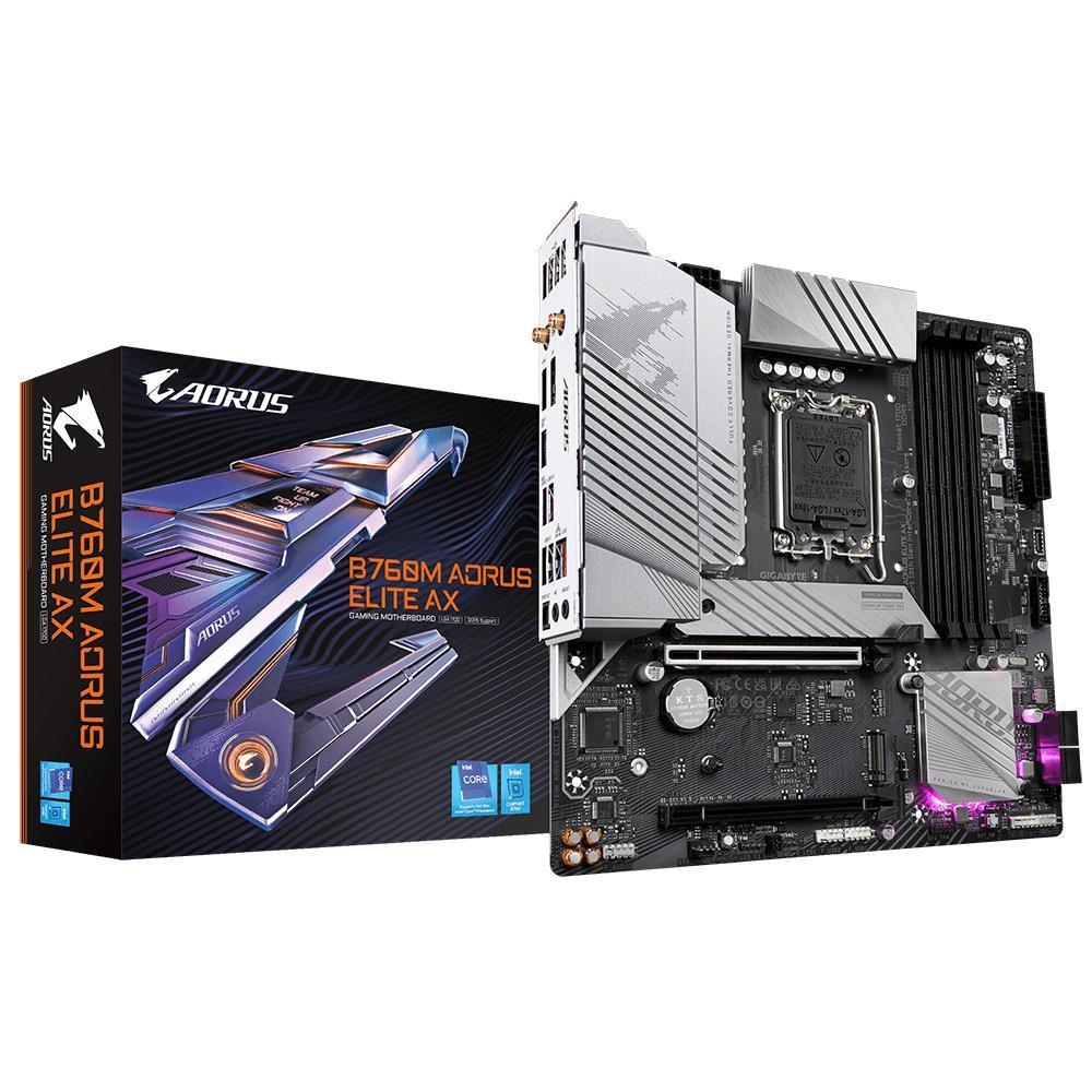 Mainboard|GIGABYTE|Intel B760 Express|LGA1700|Micro-ATX|Memory DDR5|Memory slots 4|2xPCI-Express 4.0 16x|2xM.2|1xHDMI|1xDisplayPort|4xUSB 2.0|4xUSB 3.2|1xUSB-C|1xOptical S/PDIF|1xRJ45|2xAudio port|B760MAORUSELITEAX1.1