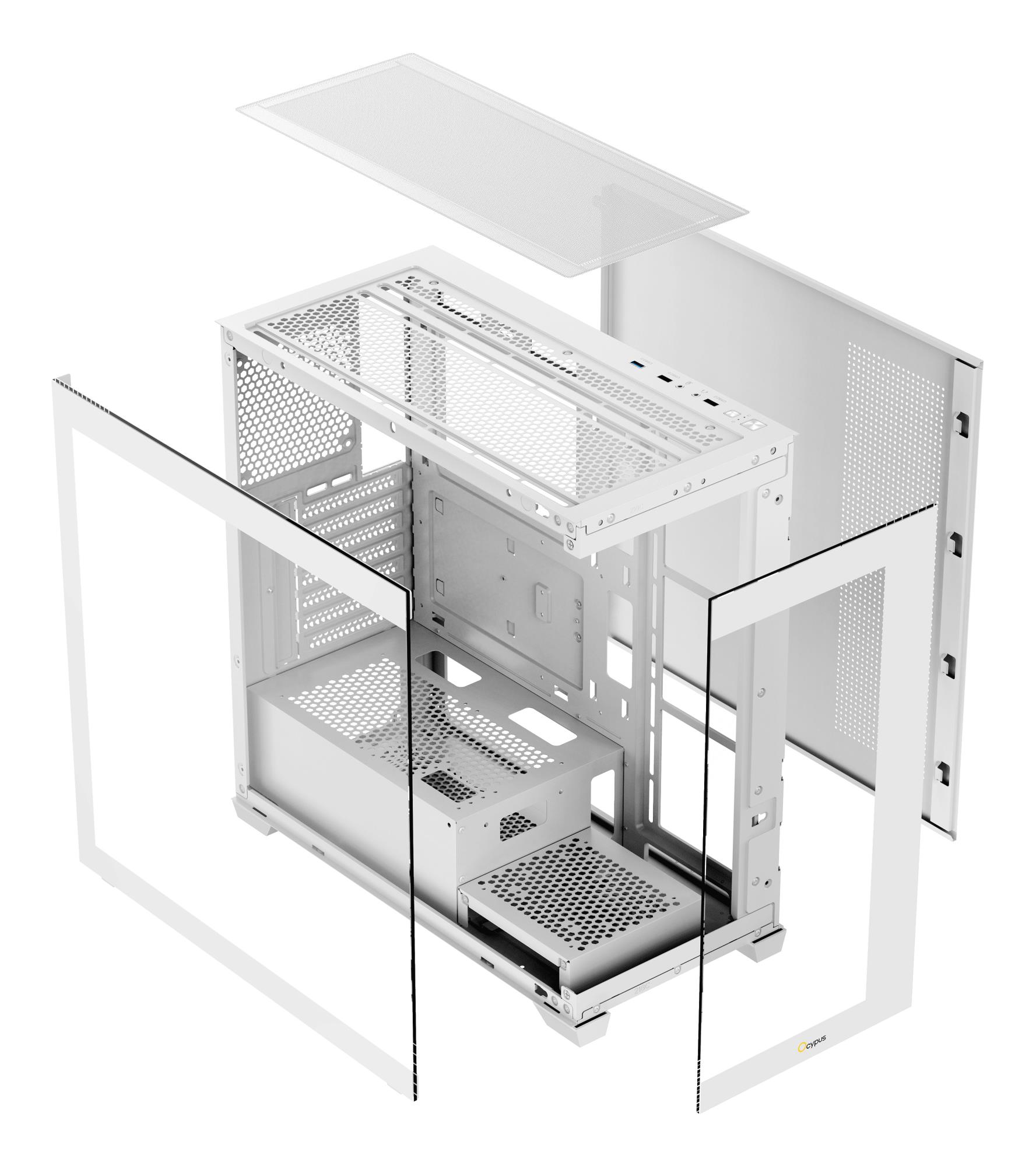 Корпус для компютера ATX W/O PSU GAMMA C72 WH (GAMMA-C72-WHD000XX-GL) OCYPUS на малюнкі №9