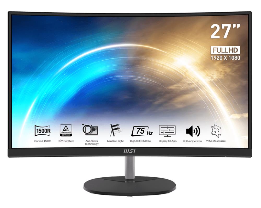 LCD Monitor|MSI|PRO MP271CA|27"|Business/Curved|Panel VA|1920x1080|16:9|75Hz|Matte|5 ms|Speakers|Tilt|Colour Black|PROMP271CA