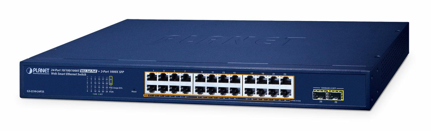 Net Switch 24PORT 1000M SFP/GS-2210-24P2S Planet