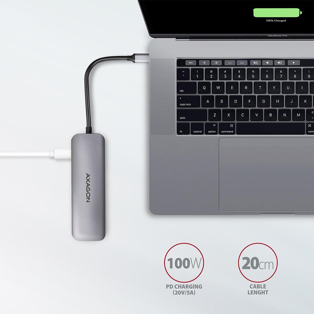 Хаб концентратор AXAGON HMC-5 SuperSpeed USB-C COMBO 5in1 hub, Сірий на малюнкі №5