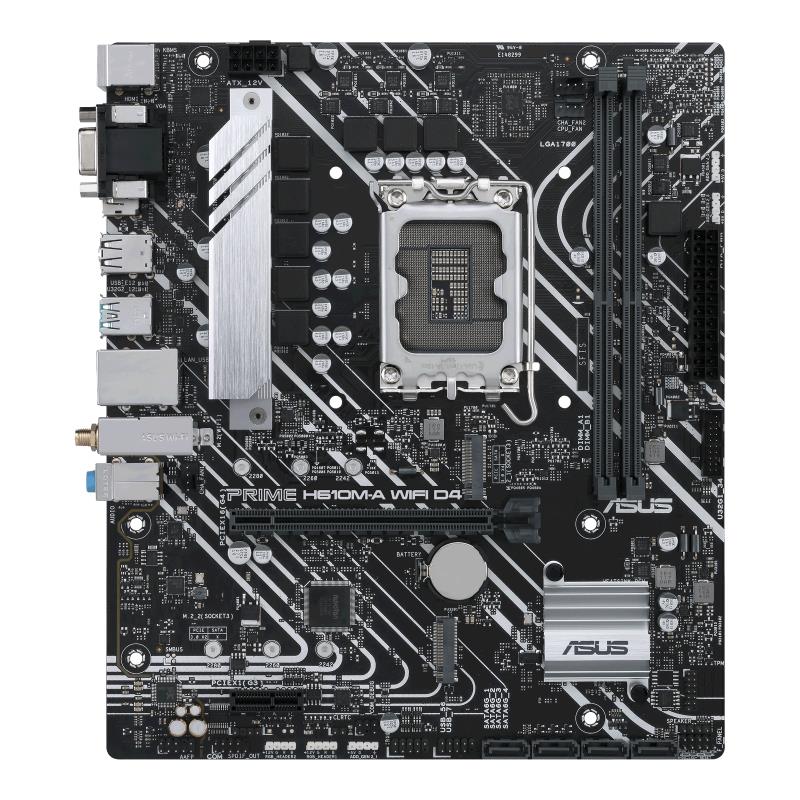 Mainboard|ASUS|Intel H610|LGA1700|Micro-ATX|Memory DDR4|Memory slots 2|1xPCI-Express 3.0 1x|1xPCI-Express 4.0 16x|2xM.2|1x15pin D-sub|1xHDMI|1xDisplayPort|2xAudio-In|1xAudio-Out|4xUSB 2.0|2xUSB 3.2|2xPS/2|1xRJ45|2xRF-Out|PRIMEH610M-AWIFID4