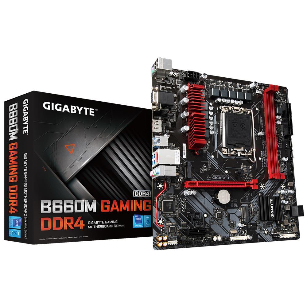 Mainboard|GIGABYTE|Intel B660|LGA1700|Micro-ATX|Memory DDR4|Memory slots 2|1xPCI-Express 3.0 1x|1xPCI-Express 4.0 16x|2xM.2|1x15pin D-sub|1xHDMI|1xDisplayPort|2xAudio-In|1xAudio-Out|2xUSB 2.0|3xUSB 3.2|1xUSB-C|1xPS/2|1xRJ45|B660MGAMINGDDR41.0