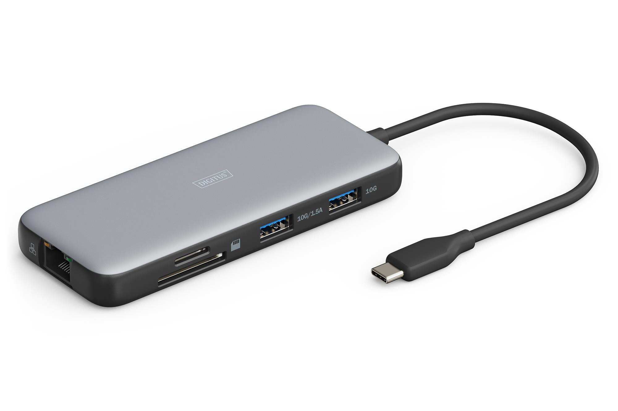 Док-станція USB-C, 8 портів, 2xHDMI, 3xUSB3.0, 1xRJ45, 1xSD, 1xMicroSD, 1xUSB-CPD  DA-70915 DIGITUS by ASSMANN на малюнкі №1