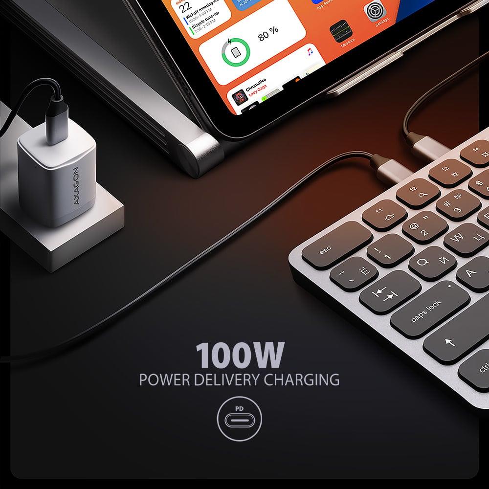 Клавіатура дротова AXAGON HMC-KB USB-C 5Gbps KEYBOARD 9in1 hub, EN/UA layout, Silver/Black на малюнкі №8