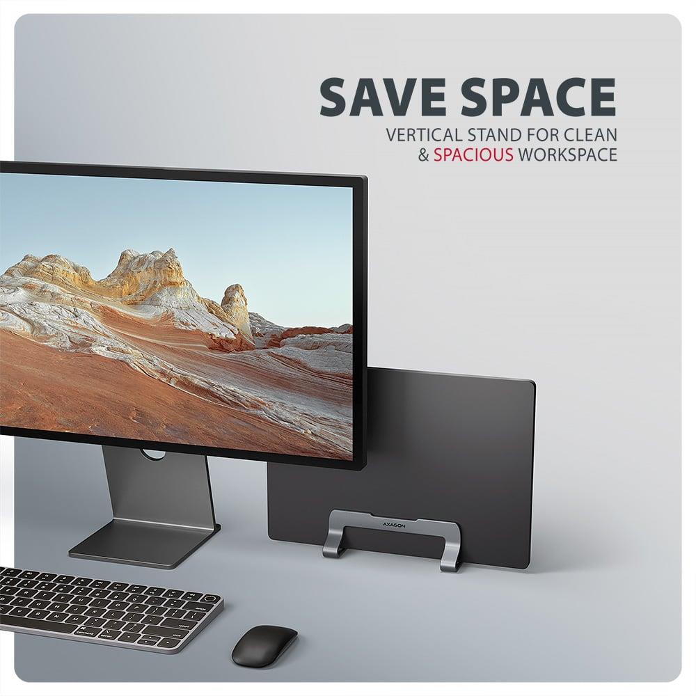 Вертикальна підставка для ноутбуків AXAGON STND-VG (розмір 10 – 17.3), Сірий на малюнкі №6