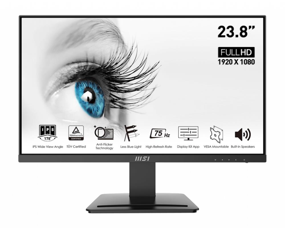 LCD Monitor|MSI|PRO MP243|23.8"|Business|Panel IPS|1920x1080|16:9|75Hz|Matte|5 ms|Speakers|Tilt|Colour Black|PROMP243