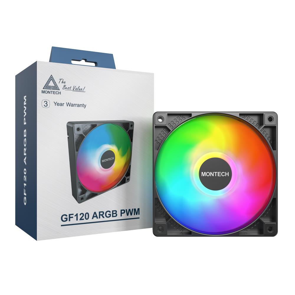 Корпусний вентилятор 120MM GF120 PWM BLACK MONTECH на малюнкі №3