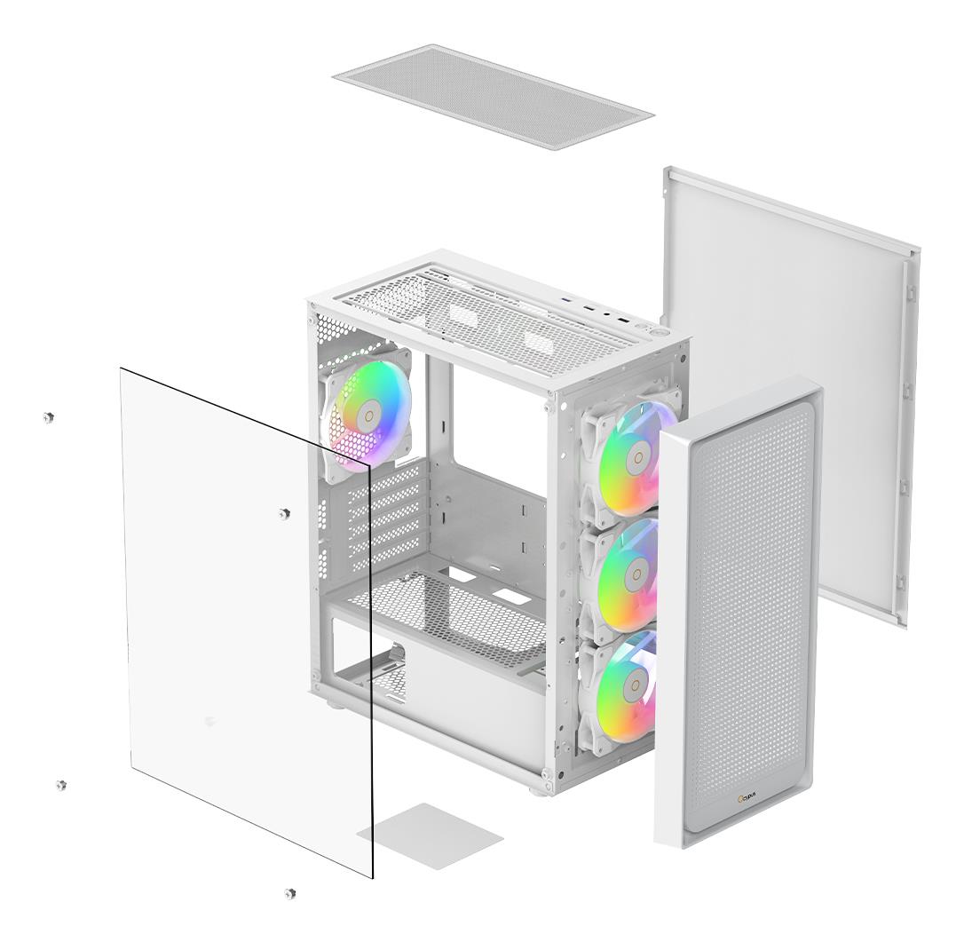 Корпус для компютера MATX W/O PSU GAMMA C50 WH ARGB (GAMMA-C50-WHG400XX-GL) OCYPUS на малюнкі №9