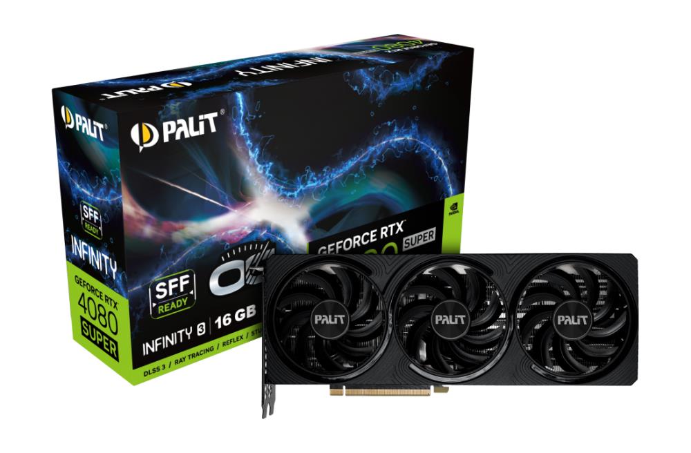 Graphics Card PALIT NVIDIA GeForce RTX 4080 SUPER 16 GB GDDR6X 256 bit PCIE 4.0 16x GPU 2295 MHz Two and Half Slot Fansink 1xHDMI 3xDisplayPort NED408SS19T2-1032S